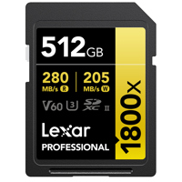 Lexar GOLD Series Professional 1800x UHS-II SDXC Memory Card 512GB Single