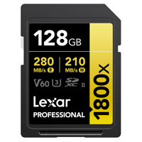 Lexar GOLD Series Professional 1800x UHS-II SDXC Memory Card 128GB Single