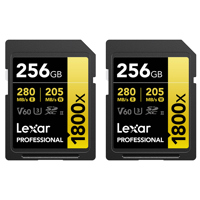 Lexar GOLD Series Professional 1800x UHS-II SDXC Memory Card 256GB 2-Pack