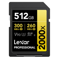 Lexar GOLD Series Professional 2000x 512GB UHS-II SDXC Memory Card