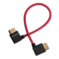 Kondor Blue 12" Right Angle to Left Angle Straight HDMI Cable, Cardinal Red