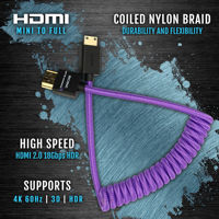 Kondor Blue 12-24" Gerald Undone LE Mini HDMI to Full HDMI Coiled Cable, Purple