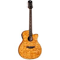 Luna Gypsy Quilt Ash Acoustic Electric Guitar with Preamp, Gloss Natural