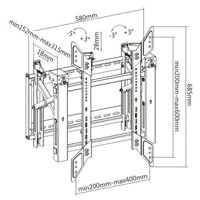 Mount-It! MI-20412 Portrait Pop-Out Video Wall Mount for 45-70" Display, Black