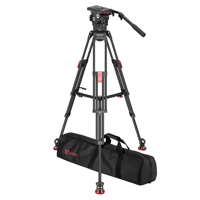 <b>New Arrival</b> - OZEN AGILE 12 100mm E-Z LOAD Fluid Head, EZ-100 HD CF Tripod, Mid-Level Spreader