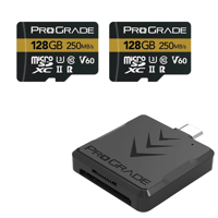 Prograde Digital PGM0.5 SD/microSD USB-C Card Reader, w/2x 128GB microSDXC Card