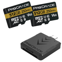 Prograde Digital PGM0.5 SD/microSD USB-C Card Reader, w/2x 512GB microSDXC Card