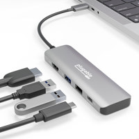 Plugable 4-In-1 100W USB-C Hub, Silver