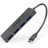 Plugable 5.91" USB-C 4-Port Hub, Black