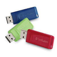 Verbatim Store 'n' Go 8GB USB 2.0 Type-A Flash Drive, Assorted Colors, 3-Pack
