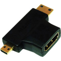 Tera Grand HDMI Female to Mini-HDMI Male and Micro-HDMI Male 2-in-1 T Adapter