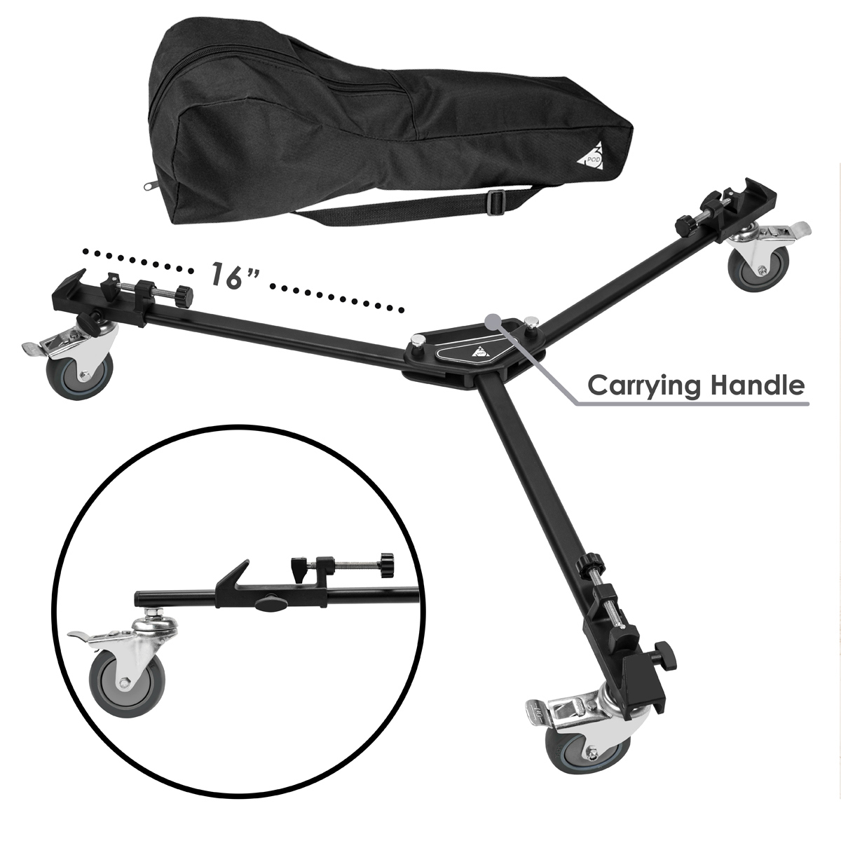 3Pod VT-2 Professional Universal Tripod Dolly with Handle Case