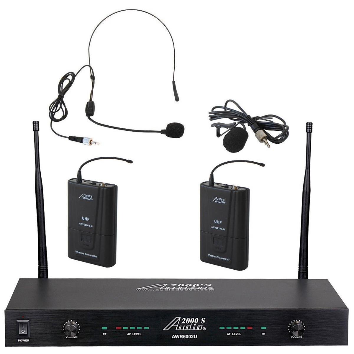 

Audio 2000s AWM6002U 2-Channel UHF Wireless Headset & Lavalier Microphone System
