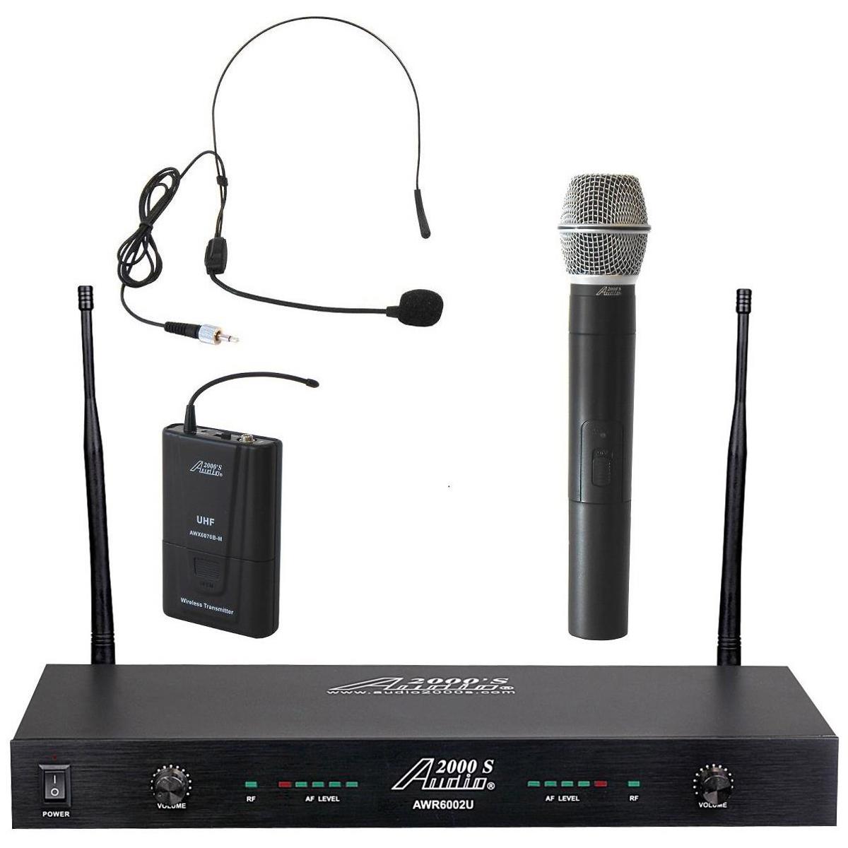

Audio 2000s AWM6002U 2-Channel UHF Wireless Handheld & Headset Microphone System