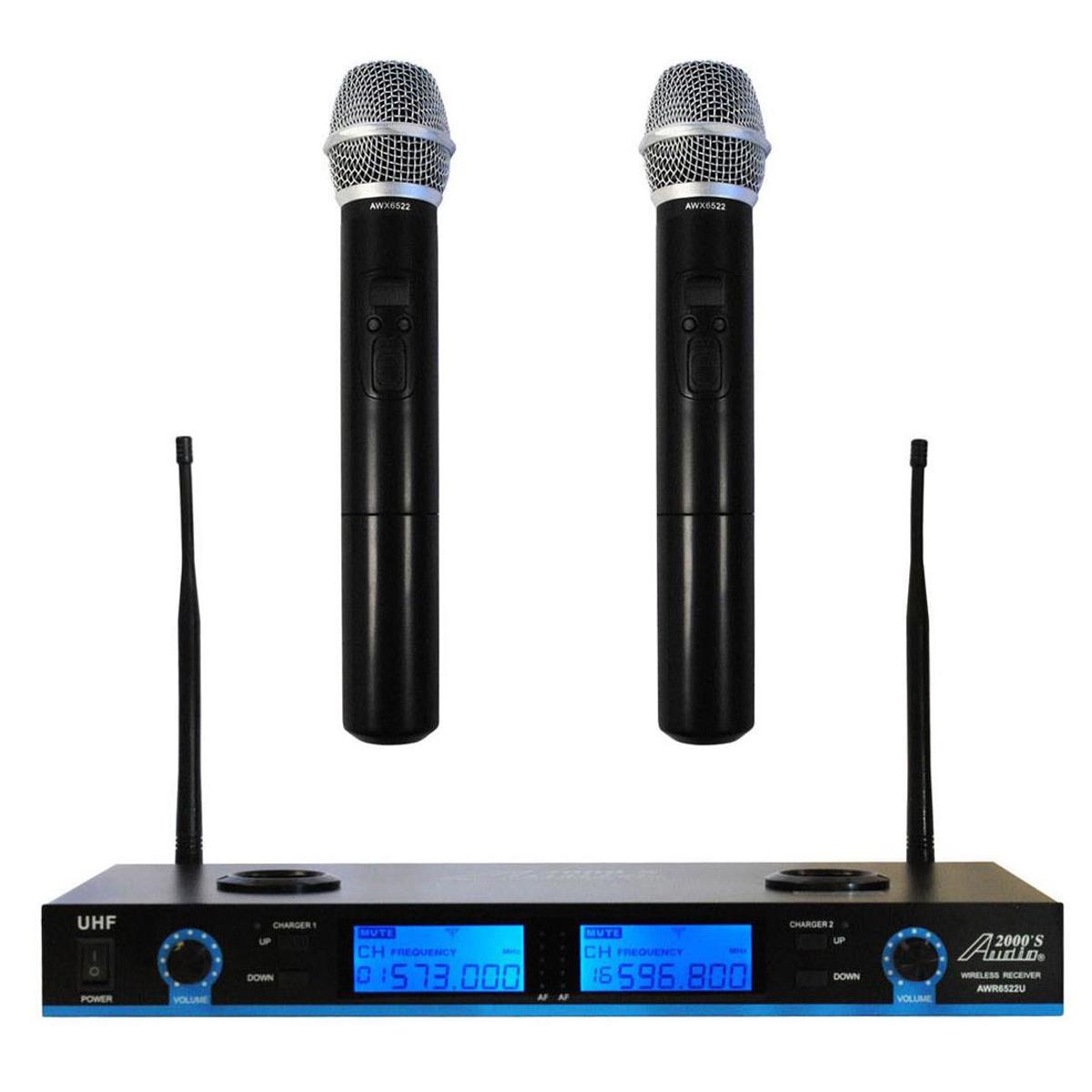 

Audio 2000s AWM6522U Rechargeable UHF Dual-Channel Wireless Microphone System