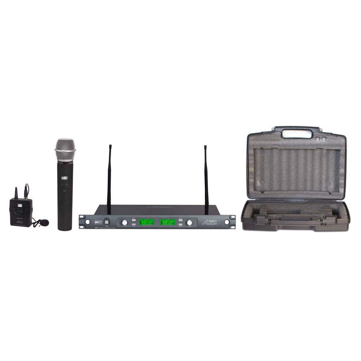 Audio 2000s AWM6547DU Dual-Diversity UHF Handheld & Lavalier Microphone System -  AWM6547DUL