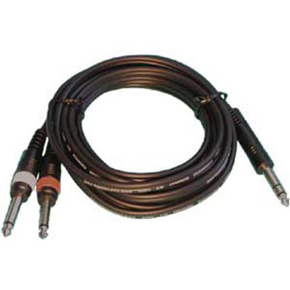 Image of Audio 2000s ADC210R 20'x4/8mm Two 1/4&quot; M-Mono to One 1/4&quot; M-Stereo Audio Cable