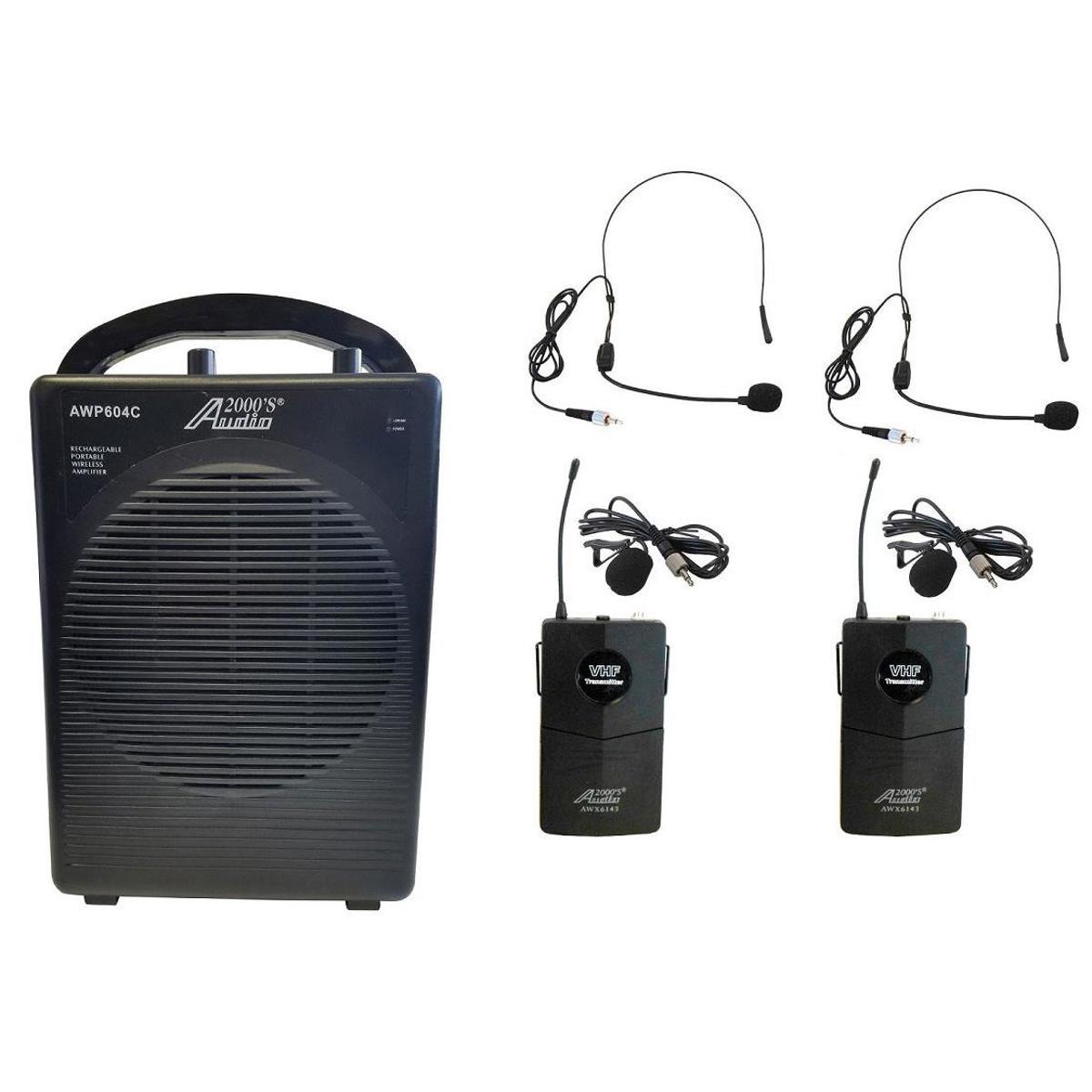 Image of Audio 2000s AWP604C-M 2-Ch Rechargeable VHF Wireless PA Lavalier System
