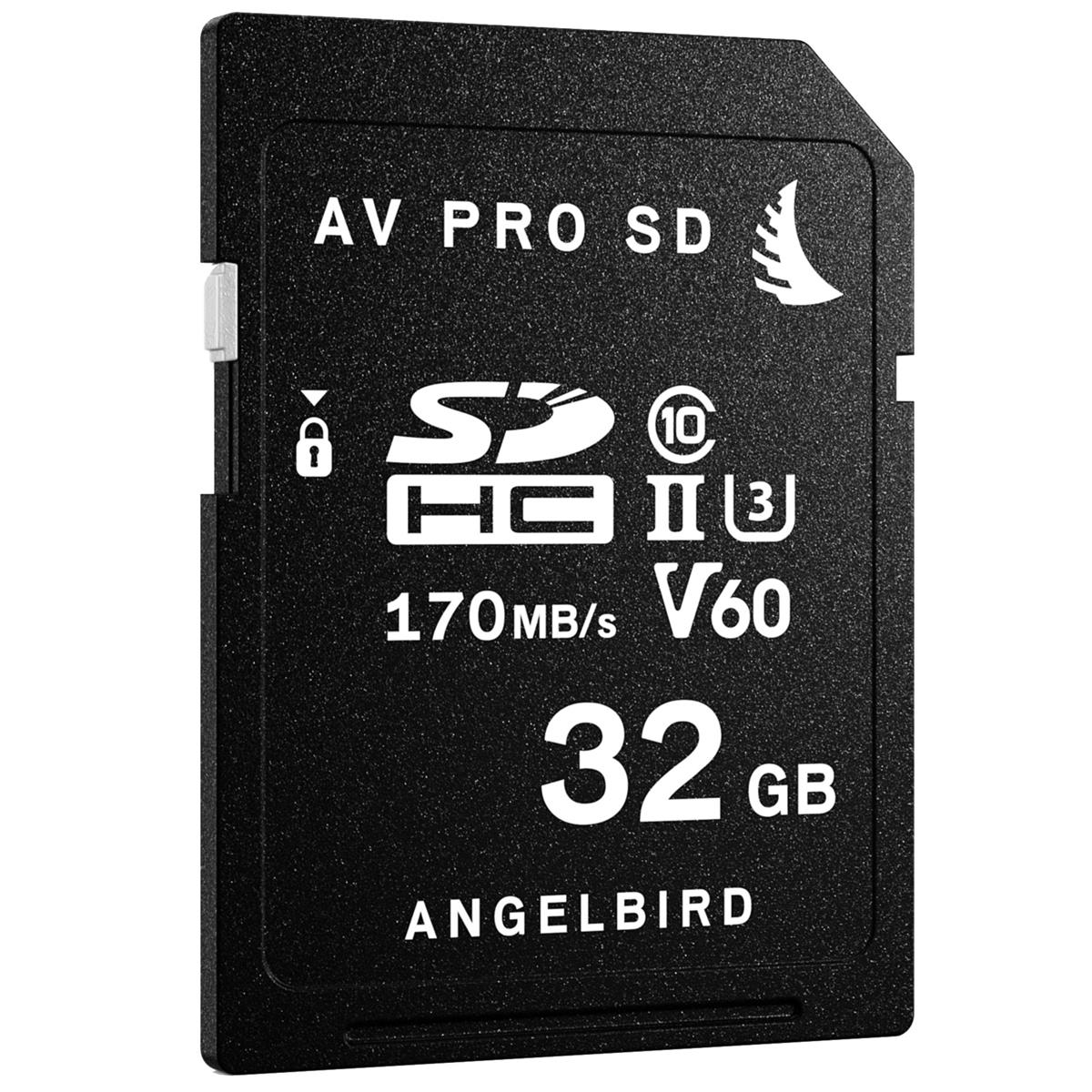 Image of Angelbird AV PRO 32GB UHS-II Class 10 U3 V60 SDHC Memory Card