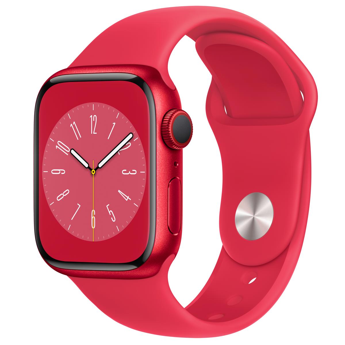 

Apple Watch Series 8 GPS + Cellular, 41mm RED Aluminum Case w/RED Sport Band,S/M
