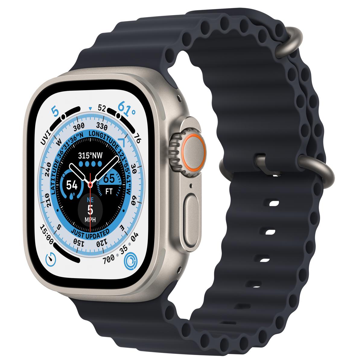 

Apple Watch Ultra GPS + Cellular, 49mm Titanium Case with Midnight Ocean Band