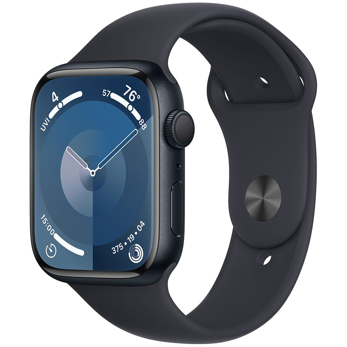 

Apple Watch Series 9 GPS Aluminum Case, Medium/Large Strap Midnight Sport Band Midnight Case 45mm