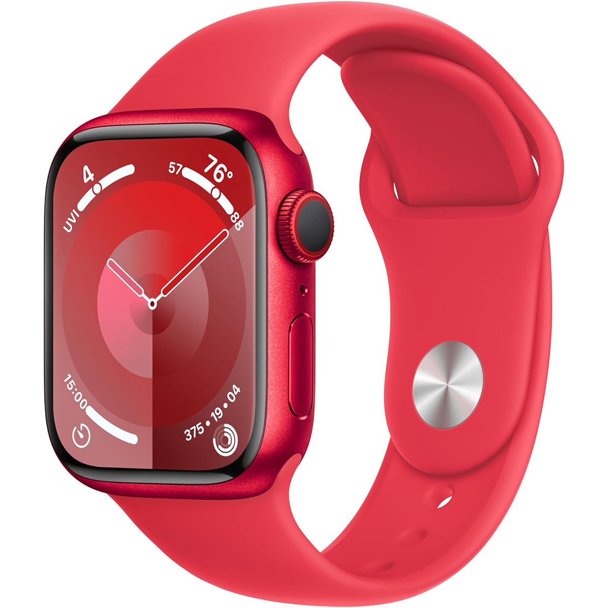 

Apple Watch Series 9 GPS + Cellular Aluminum Case, Medium/Large Strap Red Sport Band Red Case 41mm