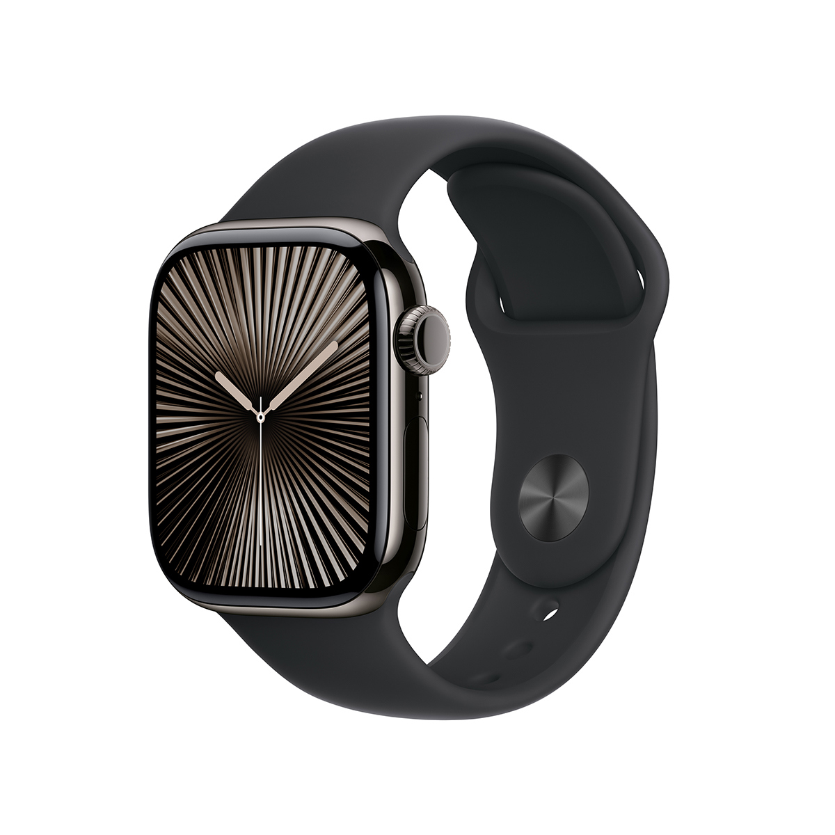 

Apple Watch Series 10 GPS + Cellular Titanium Case Medium/Large Black Sport Band Slate 42mm