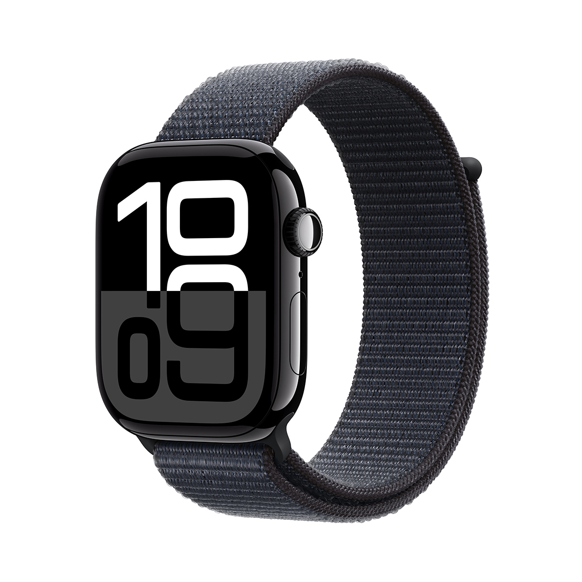 Image of Apple Watch Series 10 GPS + Cellular Aluminum Case Adjustable Strap Ink Sport Loop Jet Black 46mm