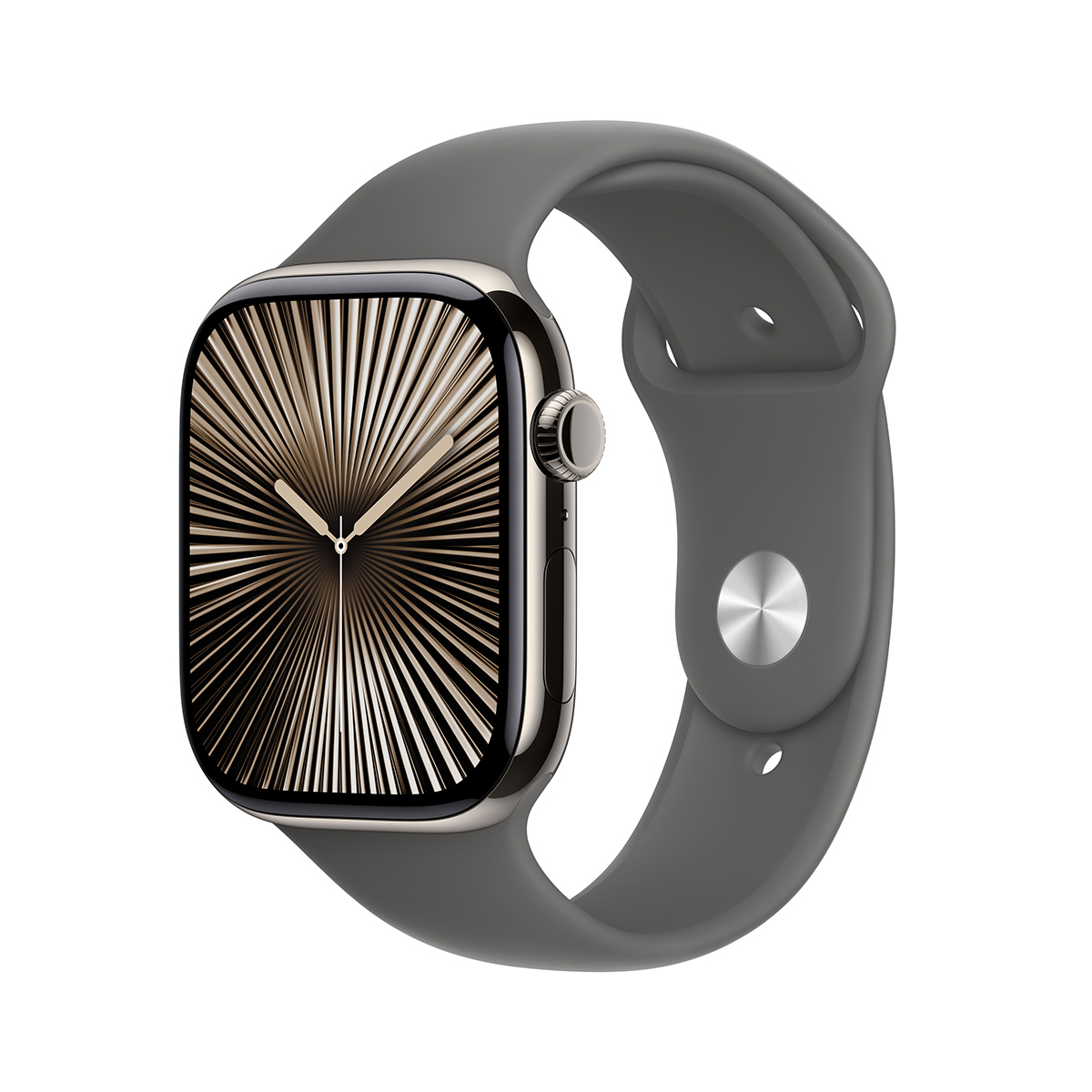 Image of Apple Watch Series 10 GPS + Cellular Titanium Case Small/Medium Stone Gray Sport Band Natural 46mm