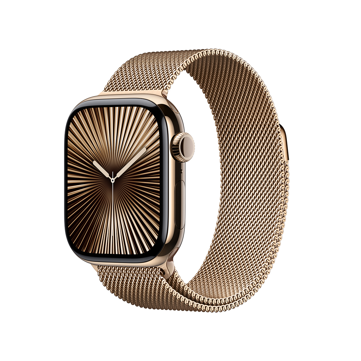 Image of Apple Watch Series 10 GPS + Cellular Titanium Case Medium/Large Gold Milanese Loop Gold 46mm