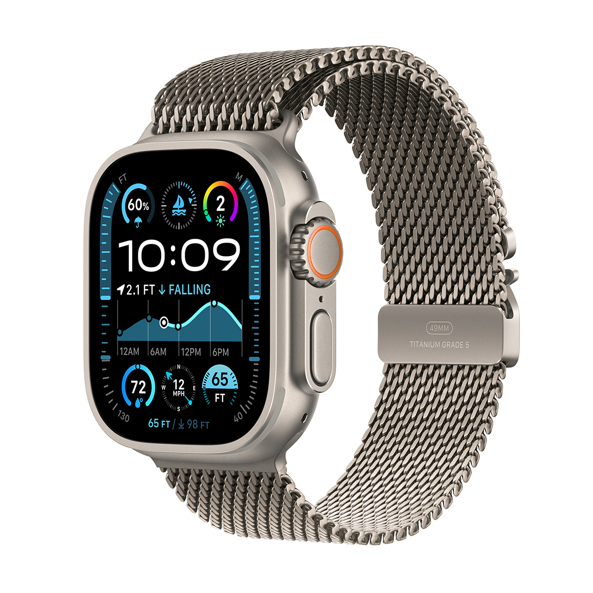 Image of Apple Watch Ultra 2 GPS + Cellular 49mm Titanium Case (2024) Large Natural Titanium Milanese Loop Natural