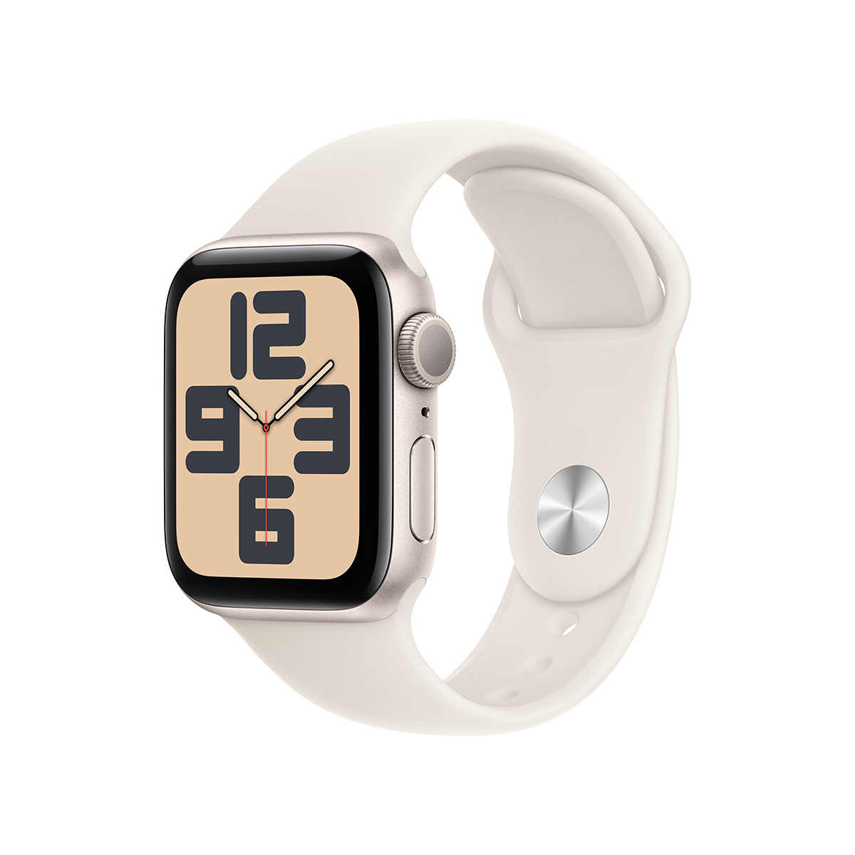 Image of Apple Watch SE GPS Aluminum Case (2024) Medium/Large Starlight Sport Band Starlight 40mm