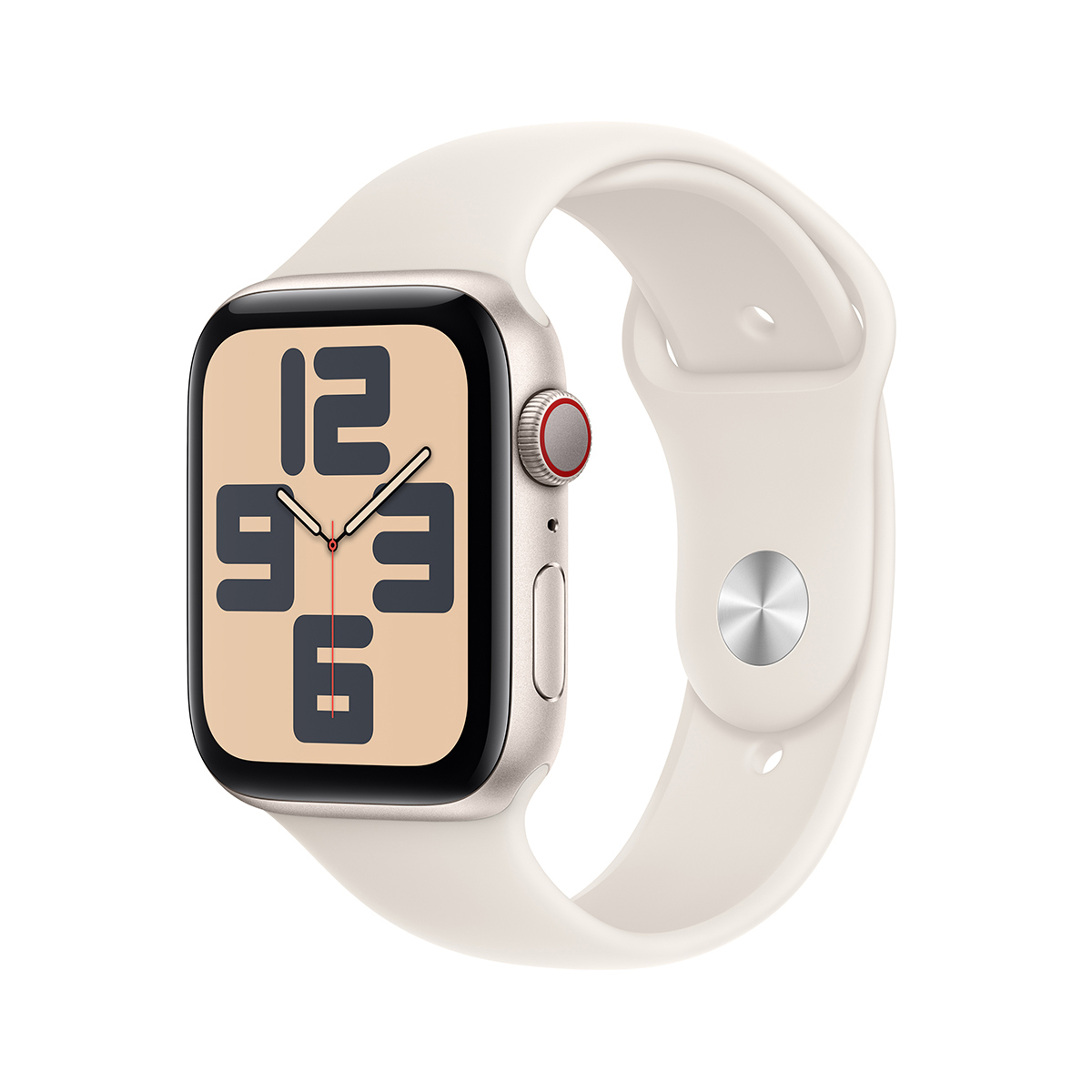 Image of Apple Watch SE GPS + Cellular Aluminum Case (2024) Small/Medium Starlight Sport Band Starlight 44mm