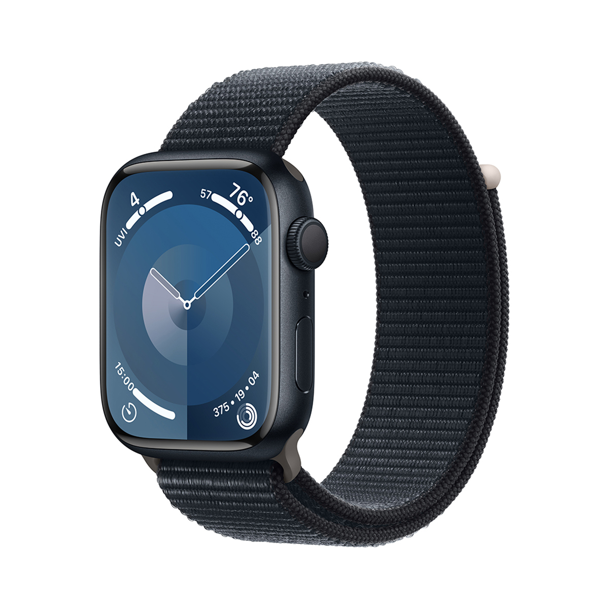 

Apple Watch Series 9 GPS Aluminum Adjustable Strap Midnight Sport Loop Midnight Case 41mm