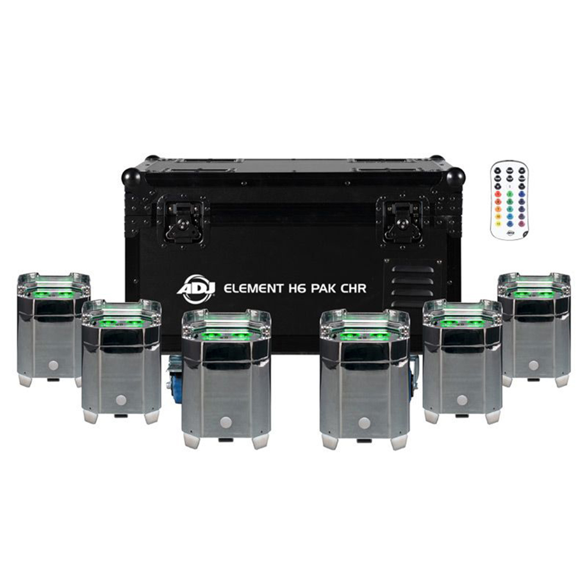 

American DJ Element H6 Pak RGBAW+UV IP54 PAR 6-Light Kit w/Charging Case, Chrome