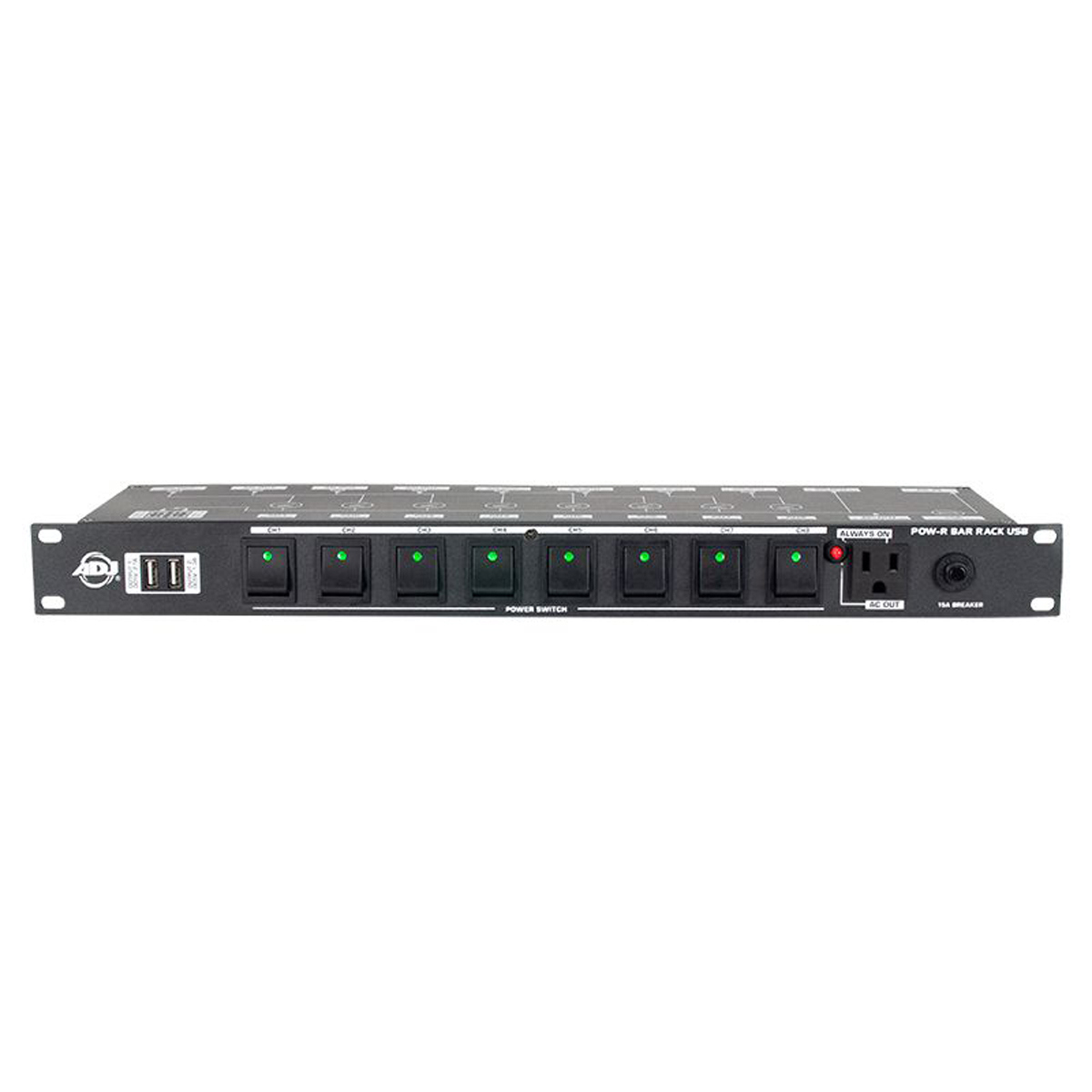 

American DJ POW-R BAR RACK USB 19" 10-Outlet 2-USB Rackmount Power Distributor