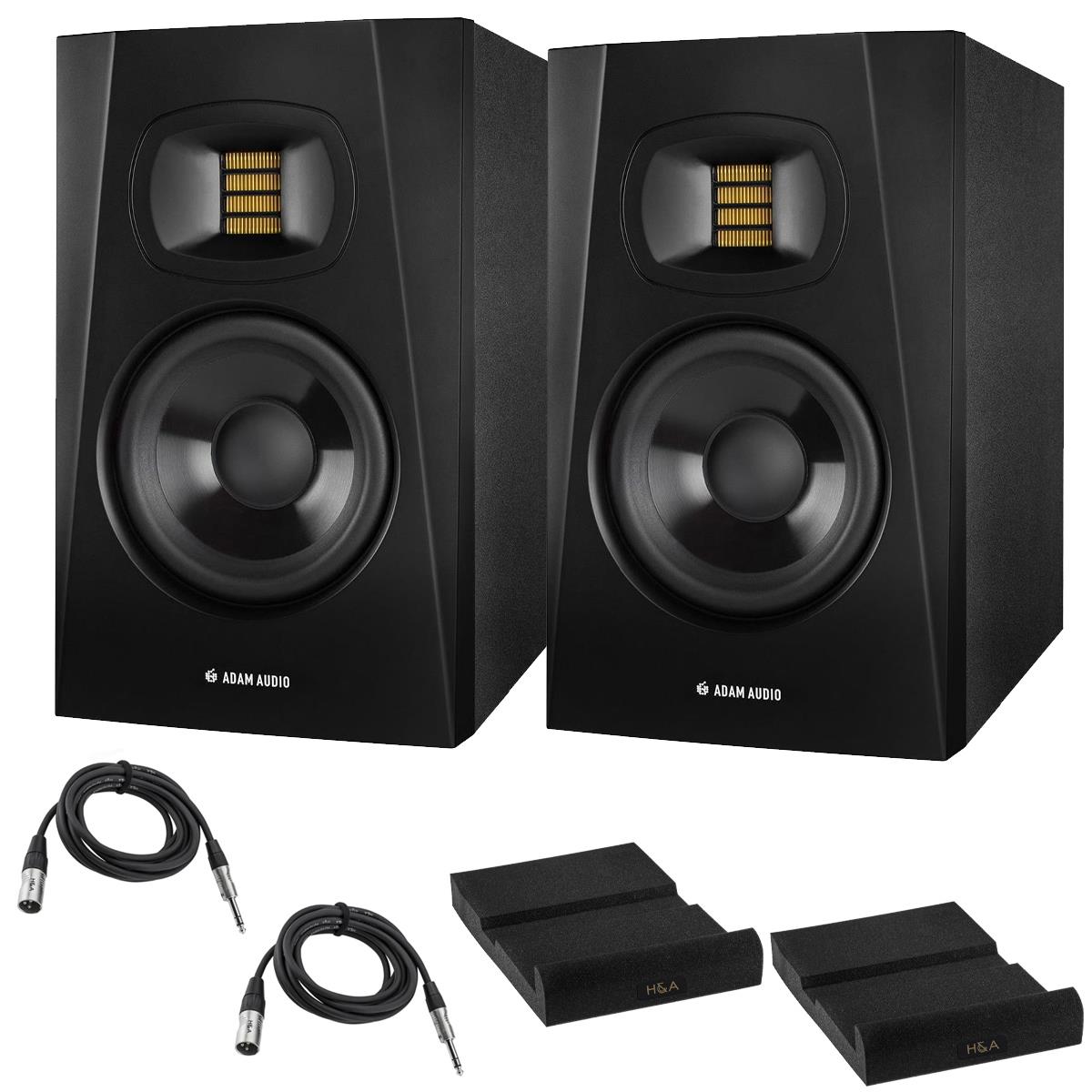 Image of Adam Audio 2x Professional T5V Active Monitor with Isolation Pads &amp; Cables