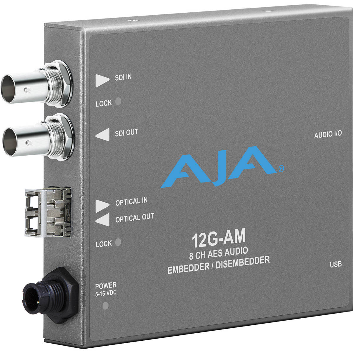 

AJA 12G-AM-T 12G-SDI 8-Ch AES Audio Embedder/Disembedder Converter, LC Fiber Tx