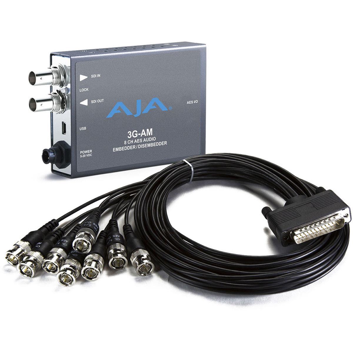 Image of AJA 3G-AM-BNC 3G-SDI 8-Channel AES Embedder/Disembedder with BNC Breakout Cable