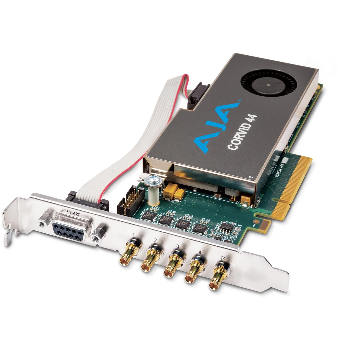 

AJA Corvid 44 4-Ch 8-Lane 4K 3G-SDI PCIe 2.0 Card, Tall Bracket, 5x BNC Adapter