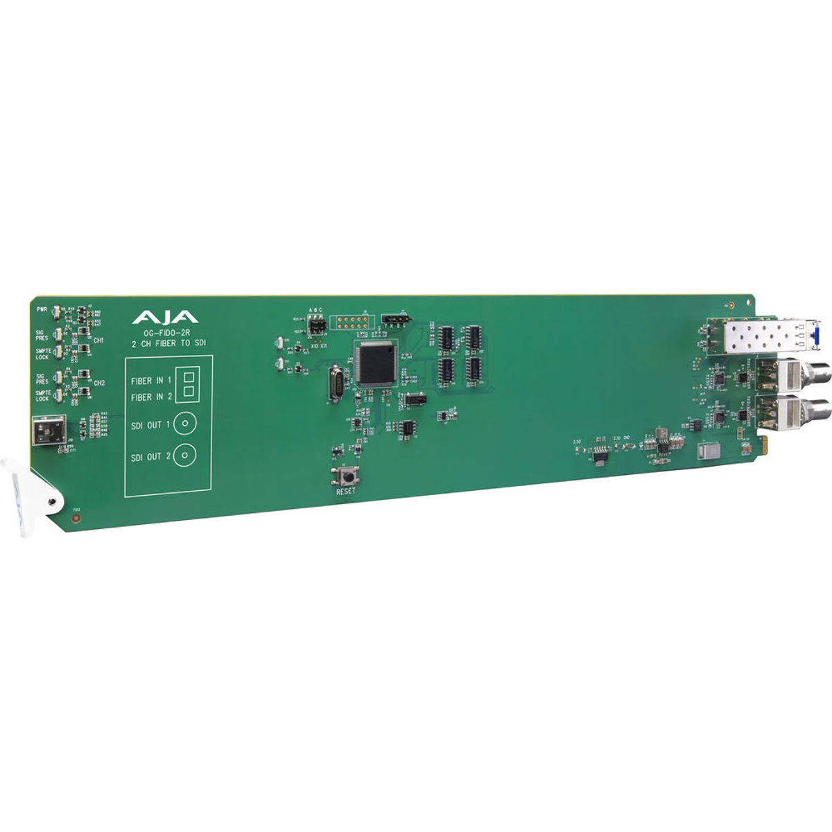 

AJA OG-FIDO-2R 2-Ch Single Mode LC Fiber to 3G-SDI Receiver, DashBoard Support