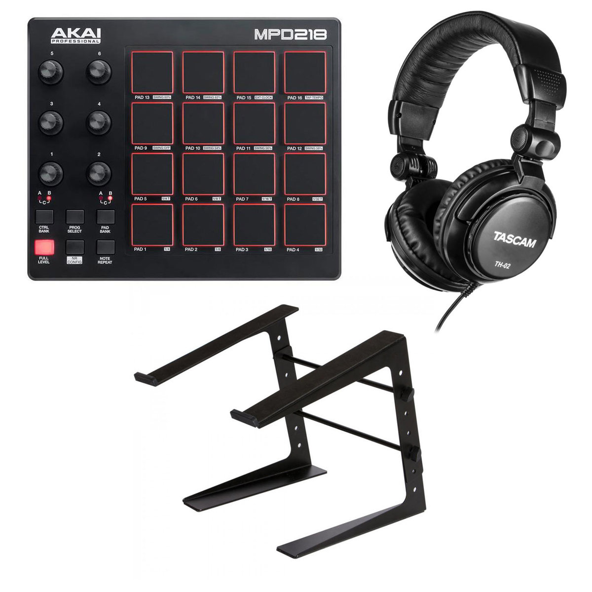 

Akai MPD218 Feature-Packed, Highly Playable USB Pad Controller with Accessories