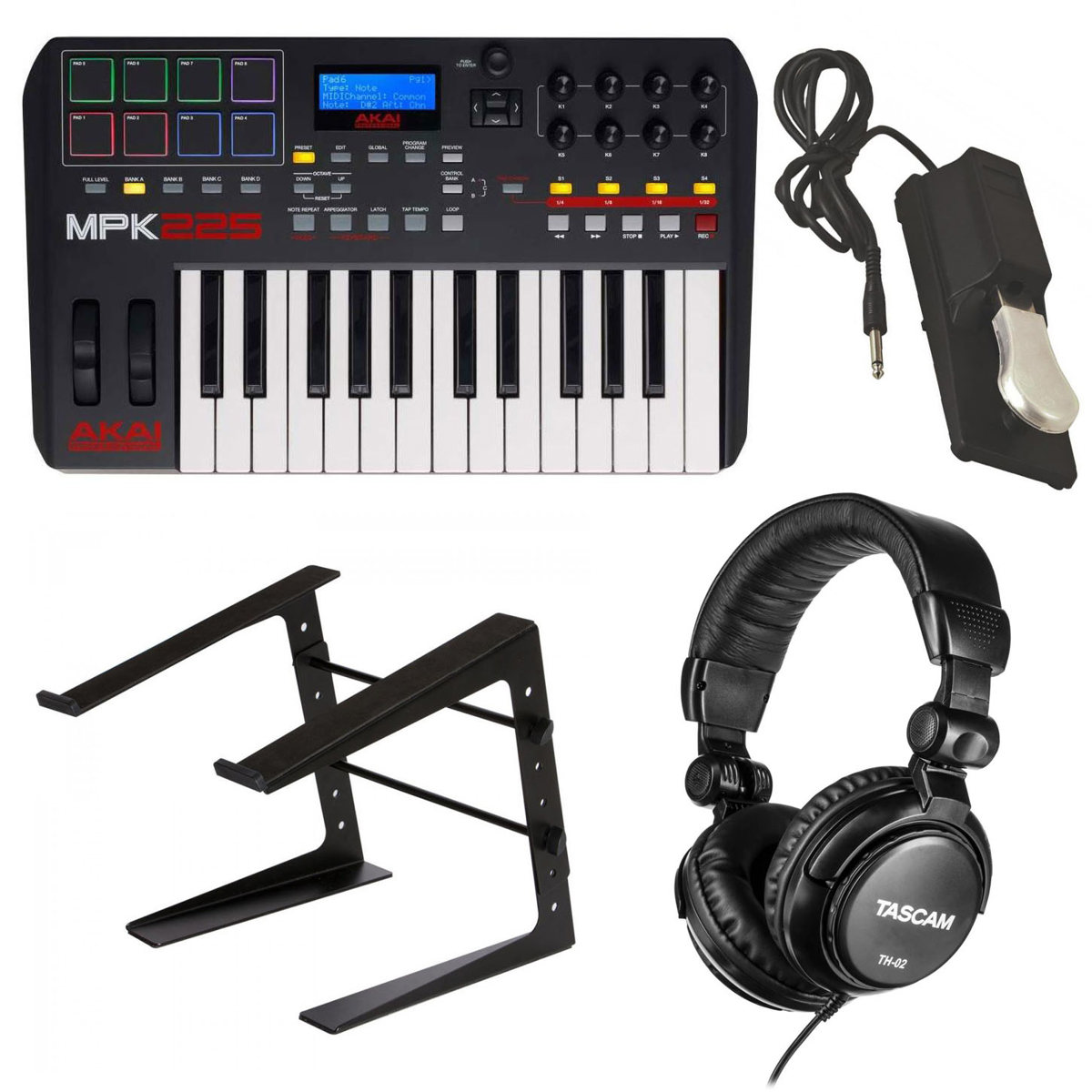 

Akai MPK225 25-Keys USB/MIDI Compact Keyboard Controller with Accessories Kit