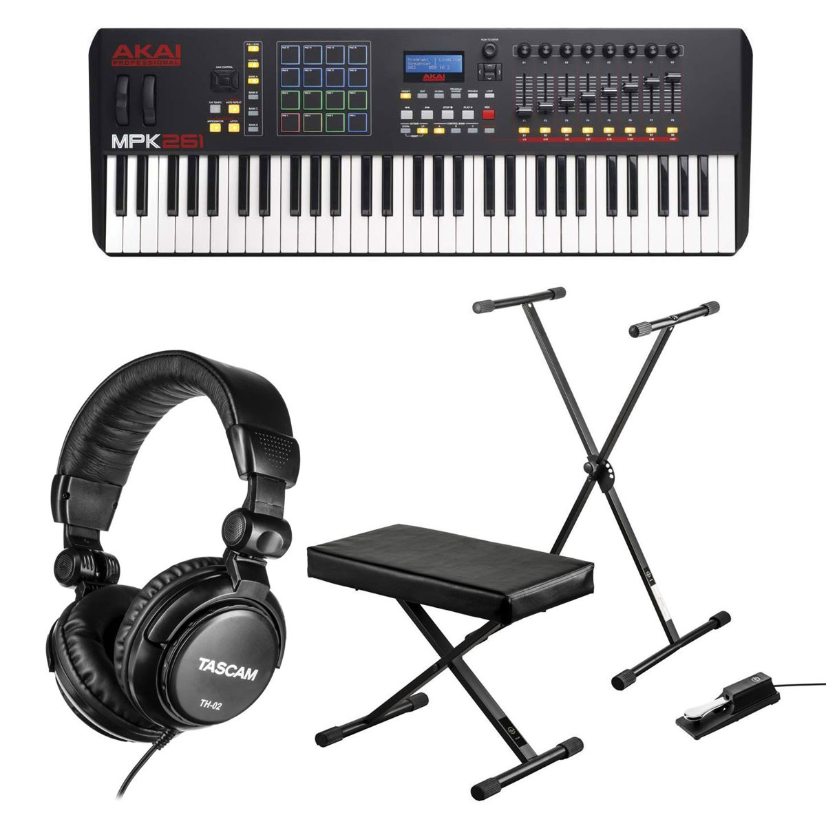 

Akai MPK261 61-Keys USB/MIDI Performance Keyboard Controller with Accessory Kit