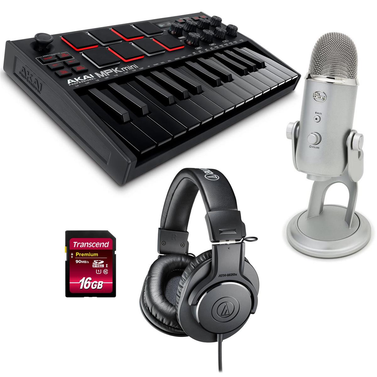 

Akai MPK Mini MK3 25-Key MIDI Controller, Black with USB Mic, Headphones