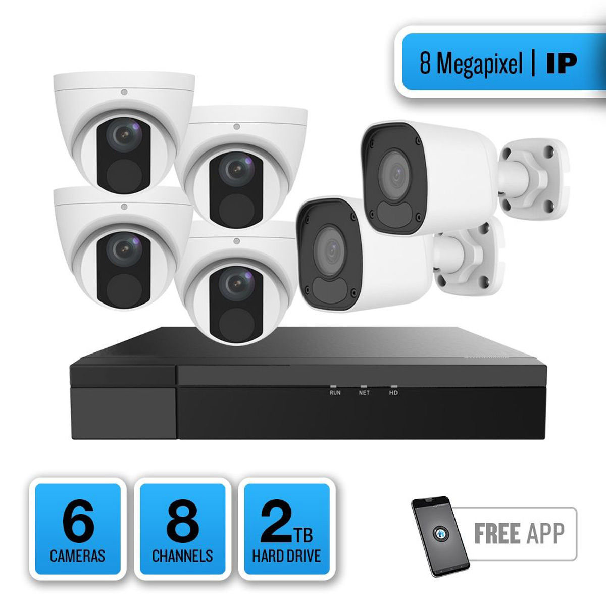 

Alibi 4K UHD 8-Ch 2TB NVR Security System w/4x 8MP Turret, 2x 8MP Bullet Cameras