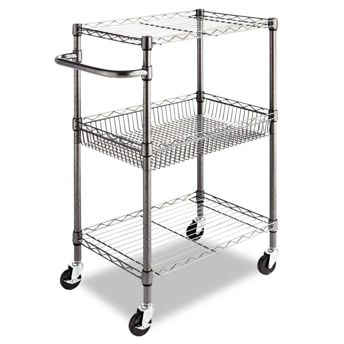 

Alera Three-Tier Wire Rolling Cart, Black Anthracite
