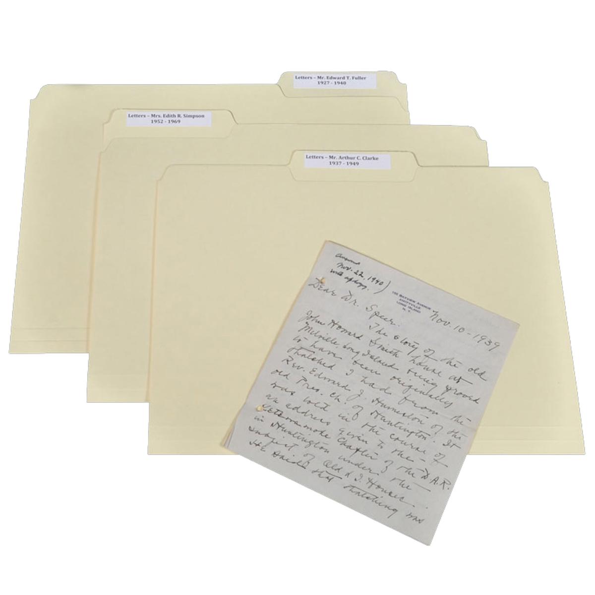 

Archival Methods File Folders, Legal Size 9-5/8x14-3/4",Third 1" Top Tab,50-Pack