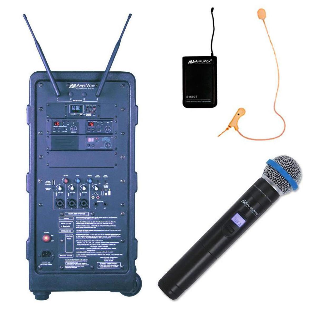 

AmpliVox B9254 Platinum Package, S1695 Hand-Held Mic, S1696 Over-Ear/Headset Mic